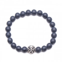 8mm Zinc Alloy Onyx Stone Expandable Beaded Lion Bracelet